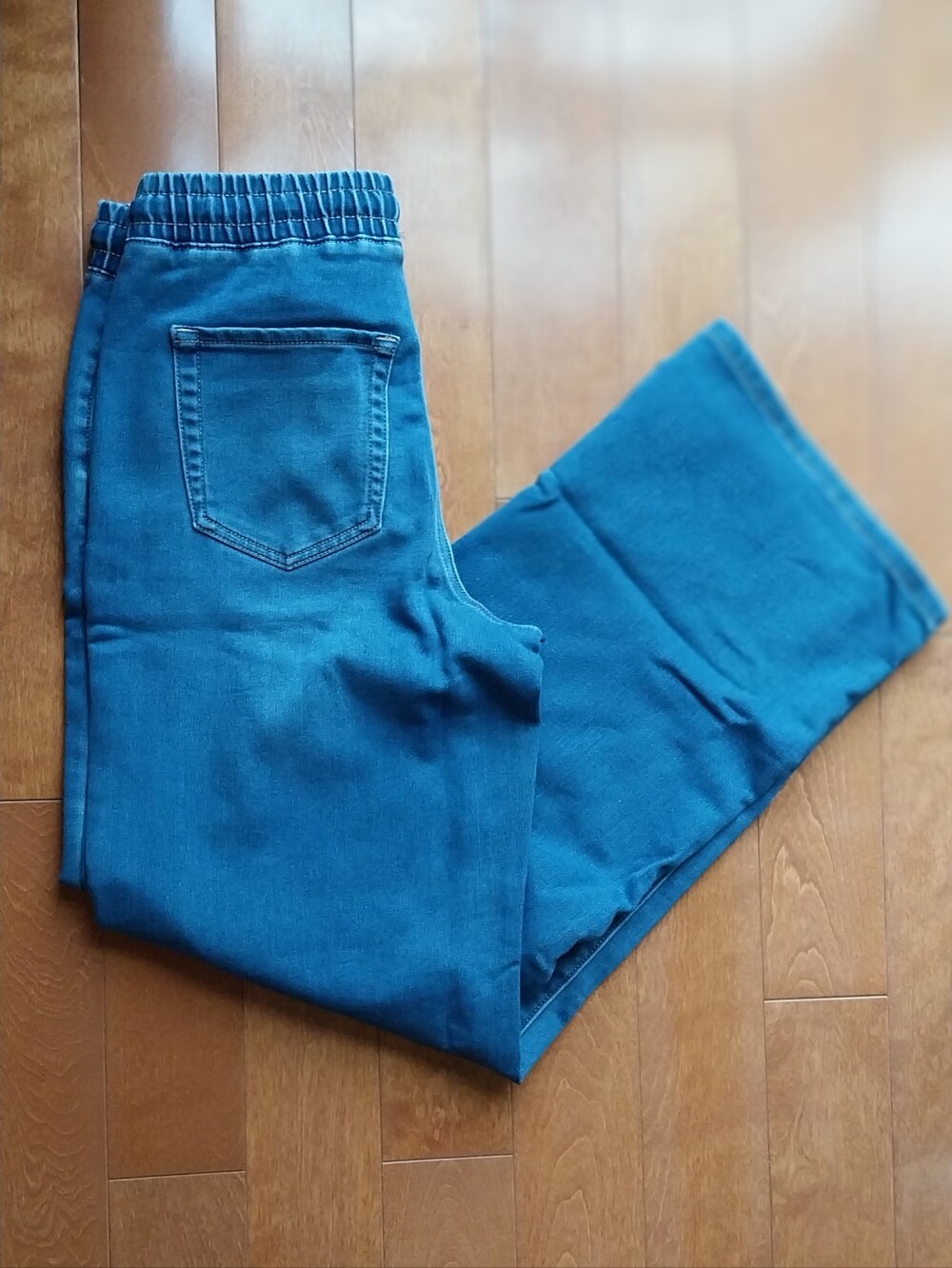 Nwt Relaxed Denim Sweat Drawstring Jeans in Blue